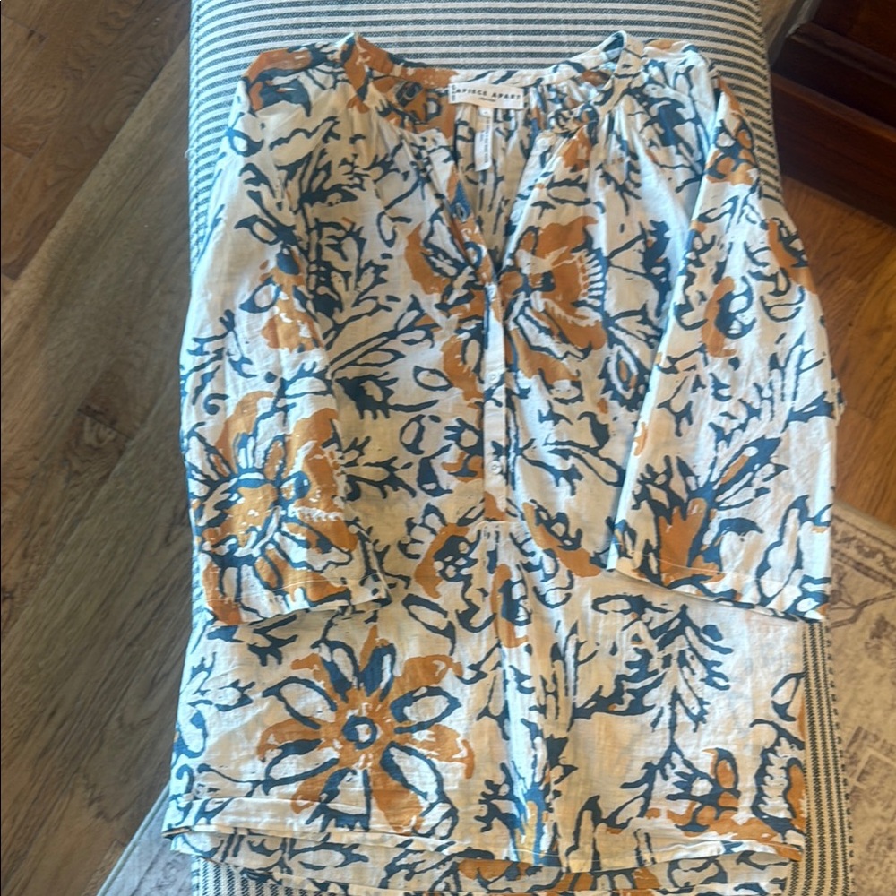Apiece Apart Floral Print Top in Blue and Orange, like new, perfect condition.